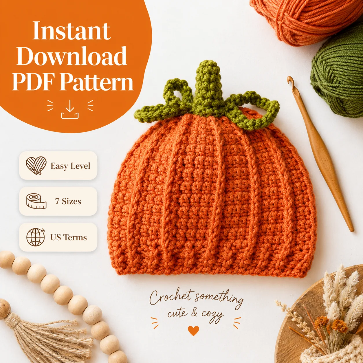 crochet pumpkin hat