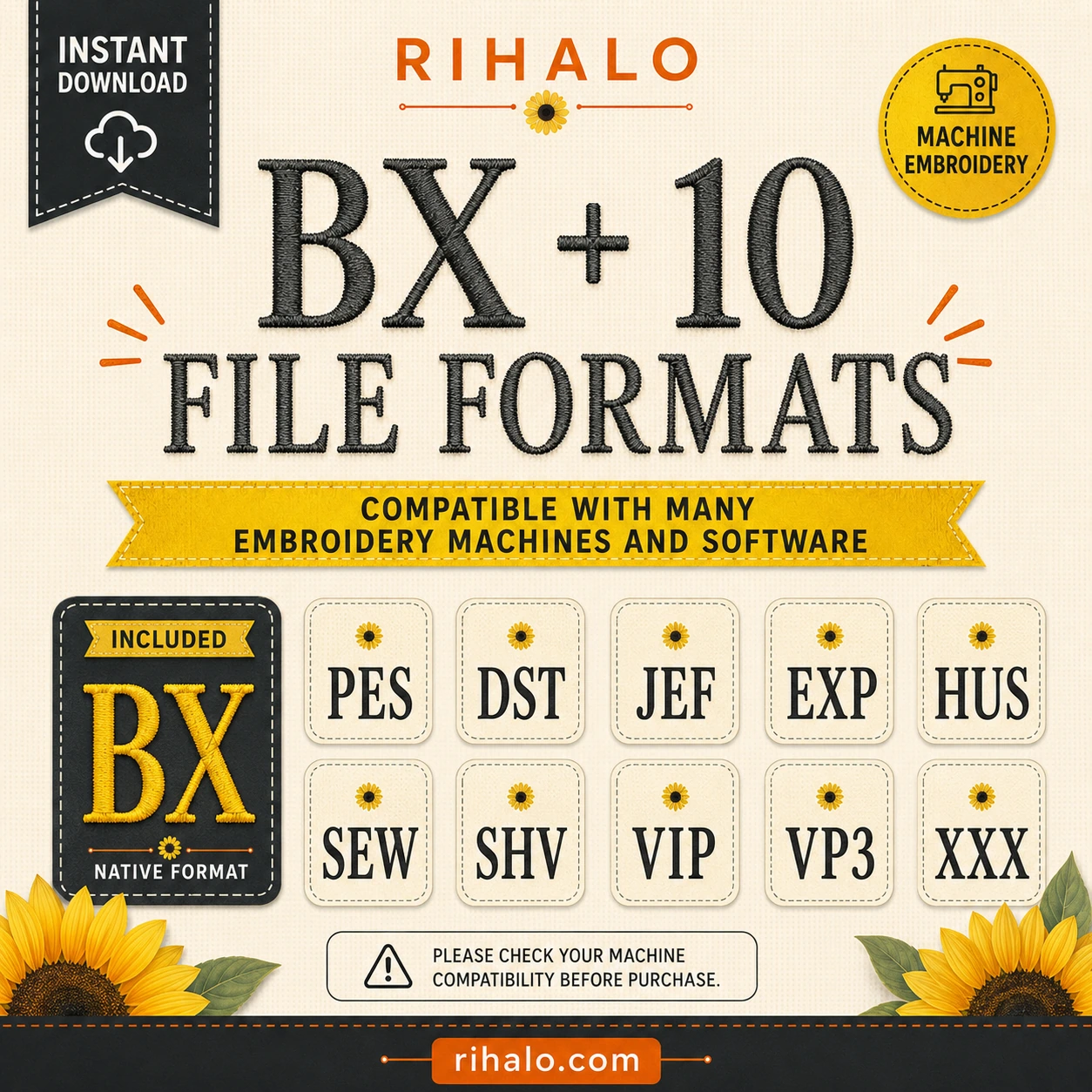 Simple Serif Tall embroidery font file formats including BX, PES, DST, JEF, EXP, HUS, SEW, SHV, VIP, VP3 and XXX