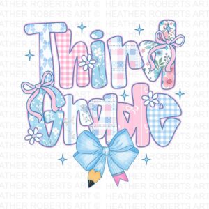 Preppy Floral Third Grade PNG