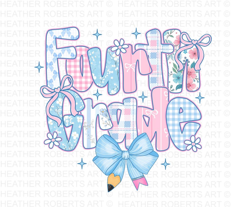 Preppy Floral Fourth Grade PNG