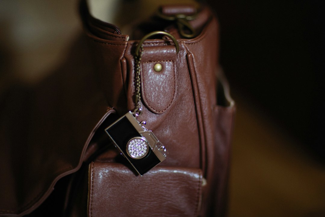 Brown handbag ready for personalized fall bag charms