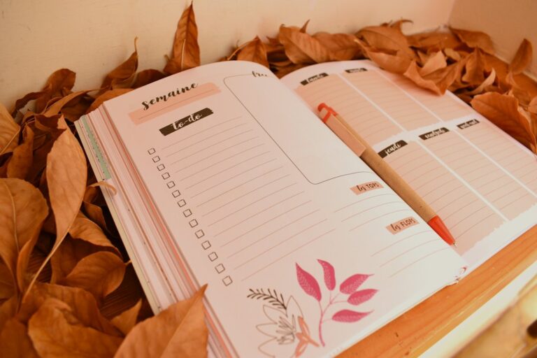 Printed papers and planner pages arranged for family organization